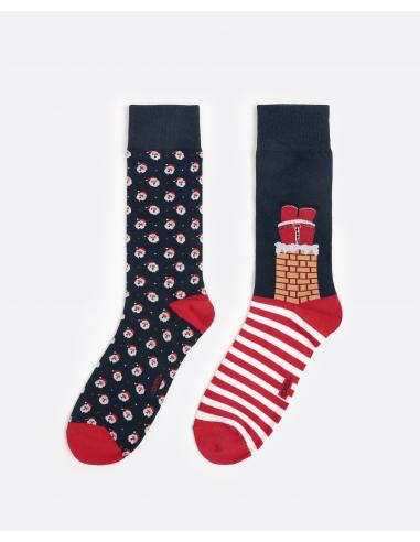 ADMAS Calcetín Mediano Christmas Here para Hombre, (Packs 2 pares / Caja de 12 unidades)