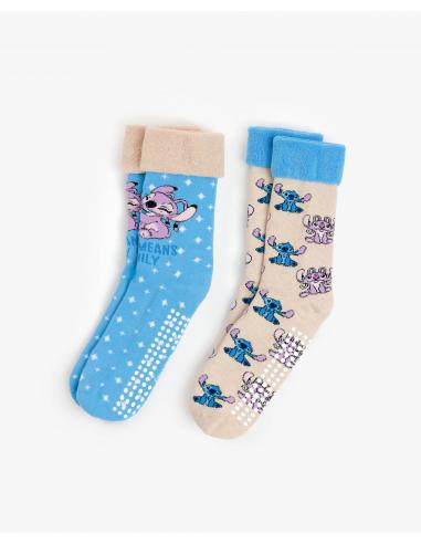 DISNEY Calcetín Antideslizante Ohana para Mujer, (Caja de 6 unidades)