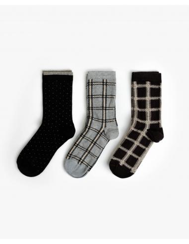 ADMAS Calcetín Mediano Brown Squares para Mujer, (Caja de 6 unidades)