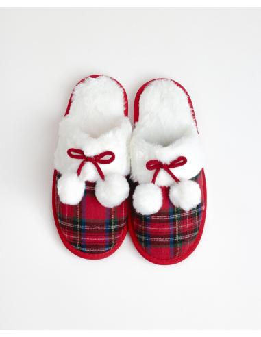 ADMAS Zapatillas De Estar Por Casa Cuadros Tartan para Mujer, (Caja 6 unidades)