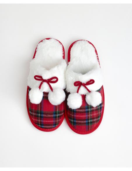 ADMAS Zapatillas De Estar Por Casa Cuadros Tartan para Mujer, (Caja 6 unidades)