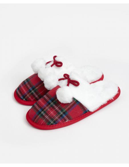 ADMAS Zapatillas De Estar Por Casa Cuadros Tartan para Mujer, (Caja 6 unidades)