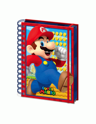 Cuaderno A5 con Espiral (portada lenticular) Super Mario 21 x 15 cm