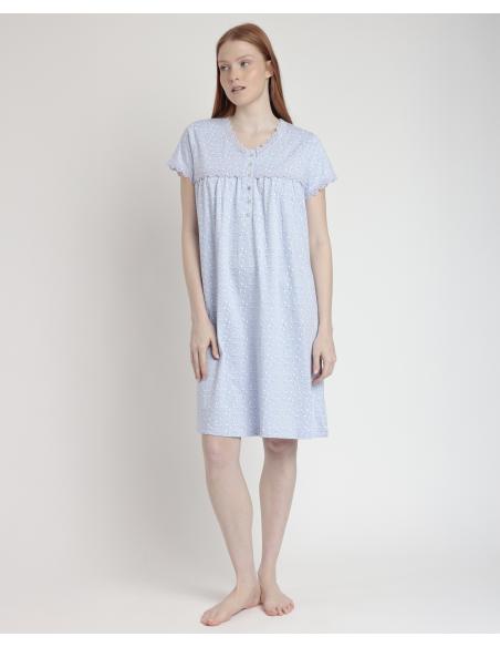 ADMAS CLASSIC Camisola Manga Corta Classic Blue Flowers para Mujer