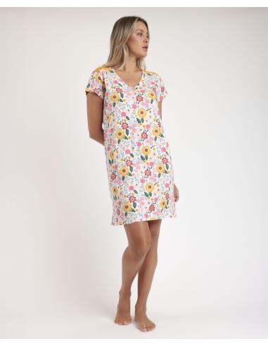 ADMAS Camisola Manga Corta Gold Flowers para Mujer