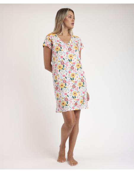 ADMAS Camisola Manga Corta Gold Flowers para Mujer