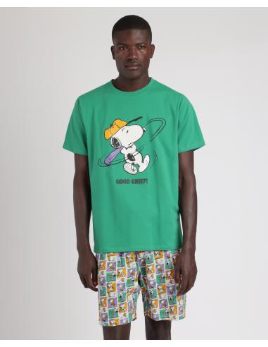 PEANUTS Pijama Manga Corta Good Grief para Hombre