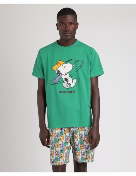 PEANUTS Pijama Manga Corta Good Grief para Hombre