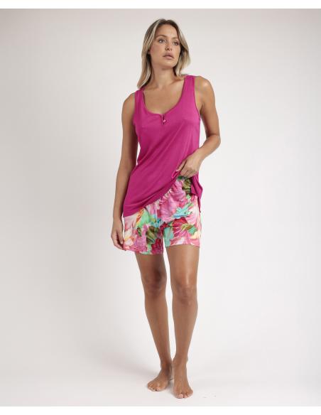 ADMAS GARDEN Pijama Sin Mangas Bright Flowers para Mujer