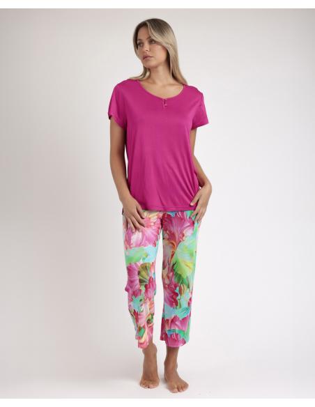 ADMAS GARDEN Pijama Manga Corta Bright Flowers para Mujer