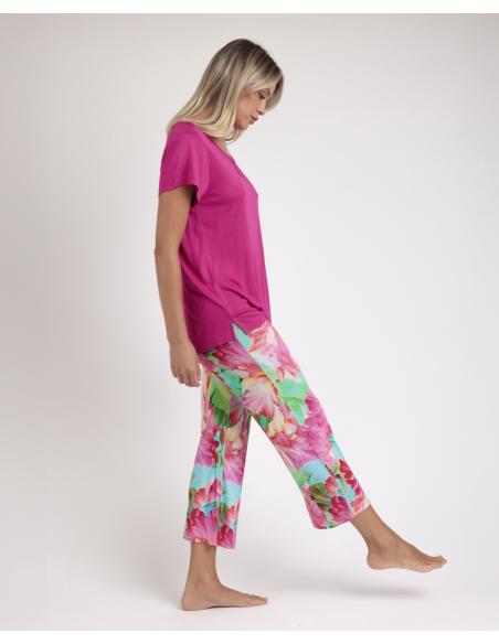 ADMAS GARDEN Pijama Manga Corta Bright Flowers para Mujer
