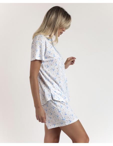 ADMAS Pijama Abierto Manga Corta Dancing With Swans para Mujer
