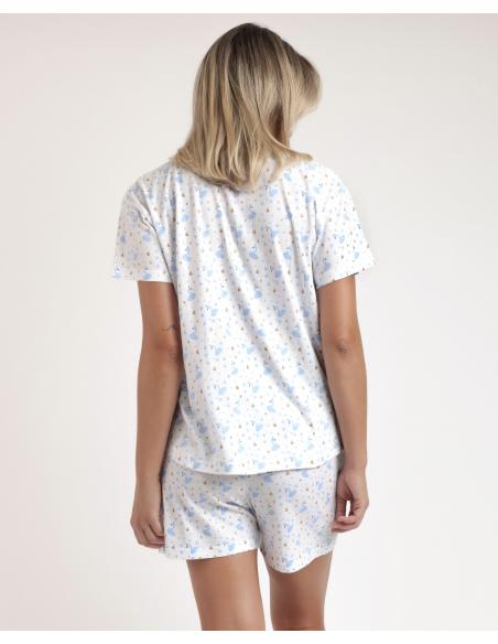 ADMAS Pijama Abierto Manga Corta Dancing With Swans para Mujer
