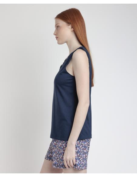 ADMAS Pijama Sin Mangas Blue And Pink Liberty para Mujer