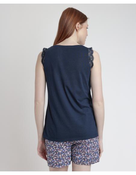 ADMAS Pijama Sin Mangas Blue And Pink Liberty para Mujer