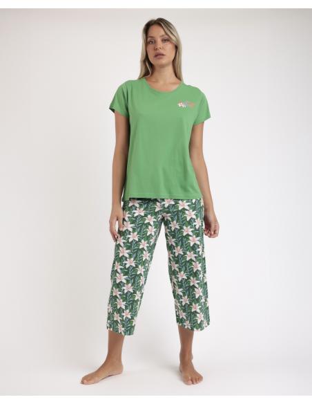 ADMAS Pijama Manga Corta Flowers In The Sun para Mujer