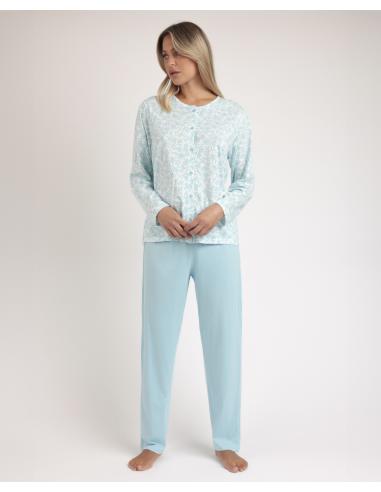 ADMAS CLASSIC Pijama Abierto Manga Larga Spring Leaves para Mujer