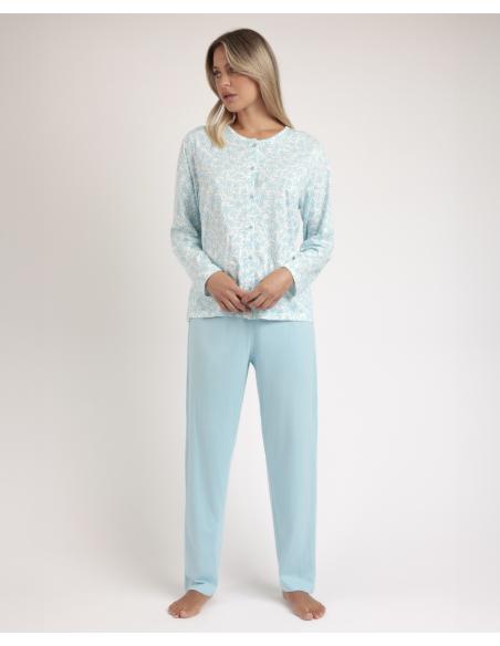 ADMAS CLASSIC Pijama Abierto Manga Larga Spring Leaves para Mujer