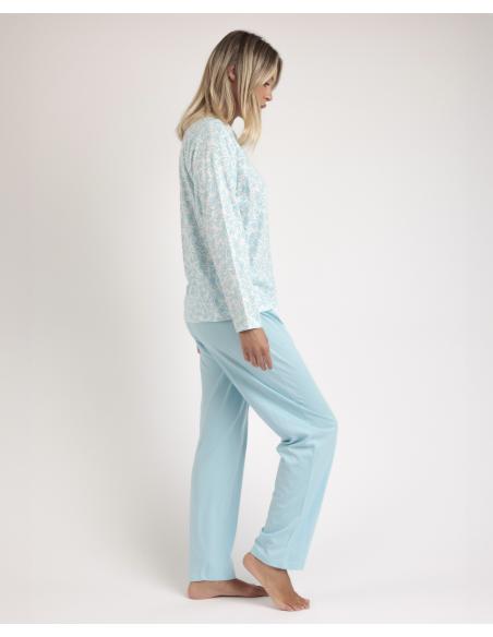 ADMAS CLASSIC Pijama Abierto Manga Larga Spring Leaves para Mujer