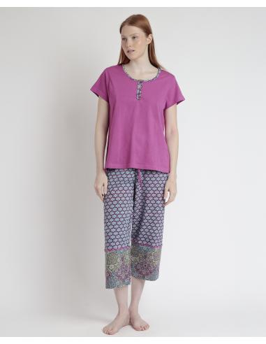 ADMAS Pijama Manga Corta Mandala Flower para Mujer