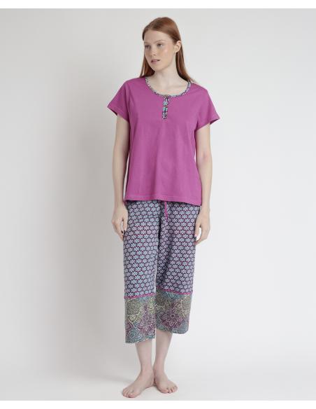 ADMAS Pijama Manga Corta Mandala Flower para Mujer