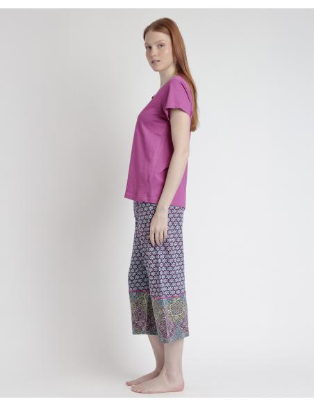 ADMAS Pijama Manga Corta Mandala Flower para Mujer