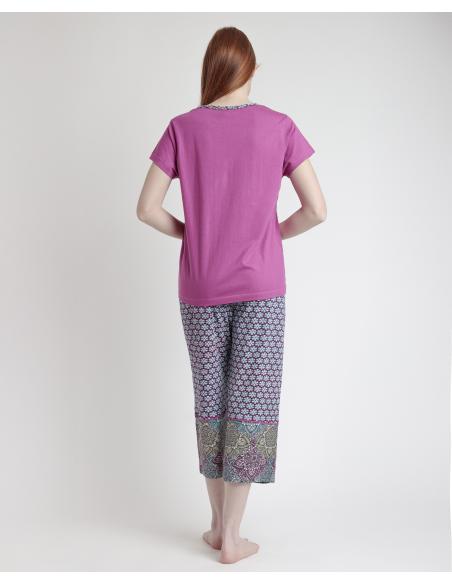 ADMAS Pijama Manga Corta Mandala Flower para Mujer