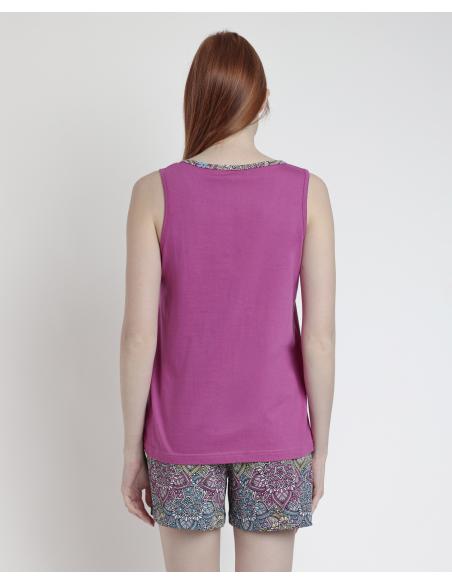 ADMAS Pijama Sin Mangas Mandala Flower para Mujer