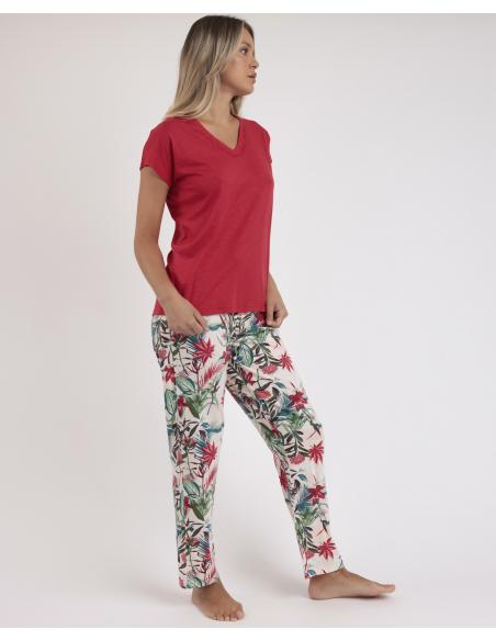 ADMAS GARDEN Pijama Manga Caída Tropical Spirit para Mujer