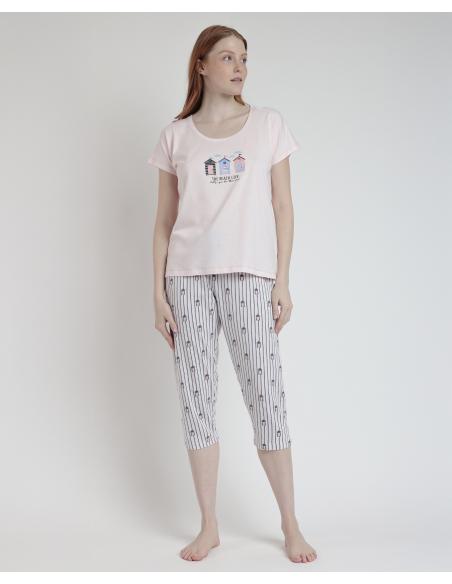 ADMAS Pijama Manga Caída Beach Life para Mujer