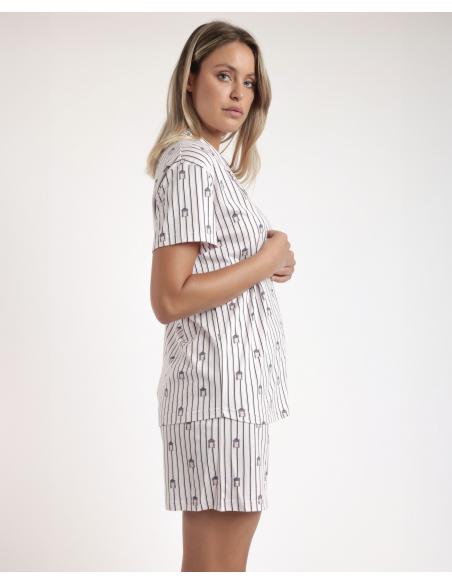 ADMAS Pijama Abierto Manga Corta Beach Life para Mujer