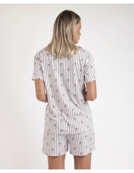 ADMAS Pijama Abierto Manga Corta Beach Life para Mujer