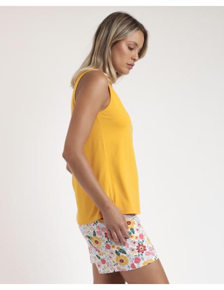 ADMAS Pijama Sin Mangas Gold Flowers para Mujer