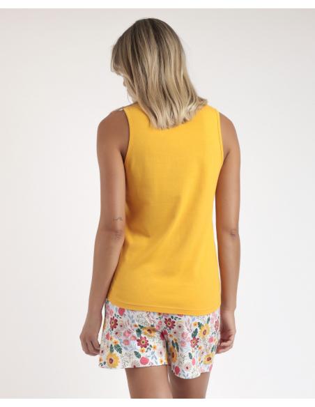 ADMAS Pijama Sin Mangas Gold Flowers para Mujer