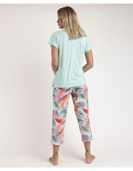 ADMAS GARDEN Pijama Manga Caída Color Leaves para Mujer