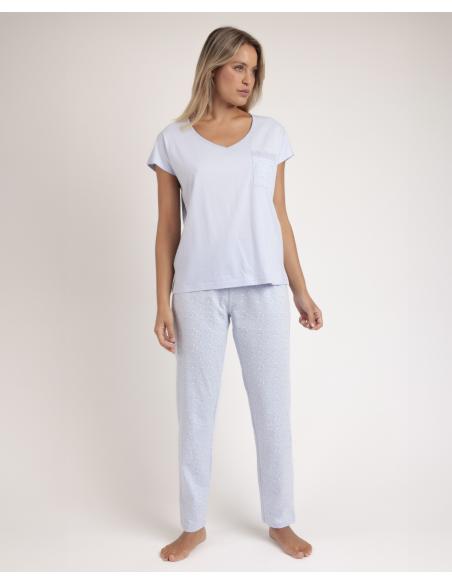 ADMAS CLASSIC Pijama Manga Caída Classic Blue Flowers para Mujer