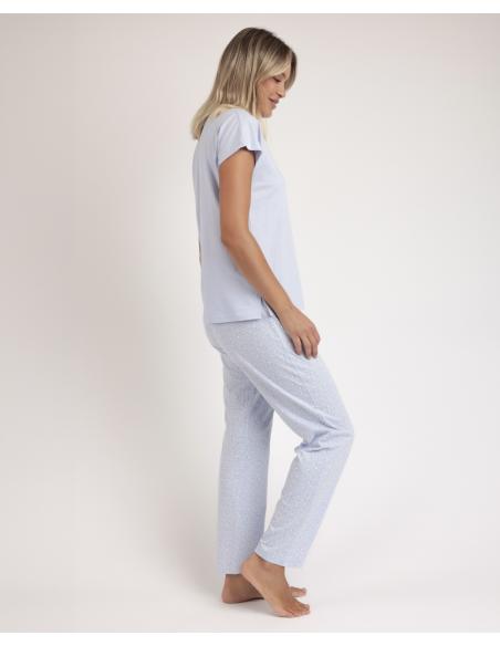 ADMAS CLASSIC Pijama Manga Caída Classic Blue Flowers para Mujer