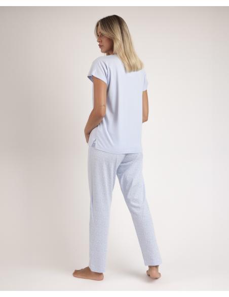 ADMAS CLASSIC Pijama Manga Caída Classic Blue Flowers para Mujer