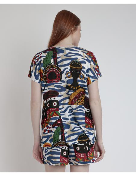 ADMAS LUXURY Pijama Manga Caída Luxury African para Mujer