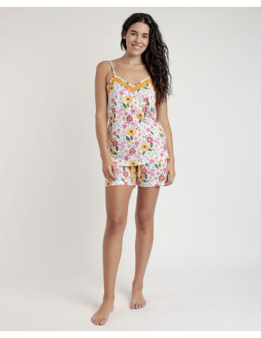 ADMAS Pijama Tirantes Gold Flowers para Mujer