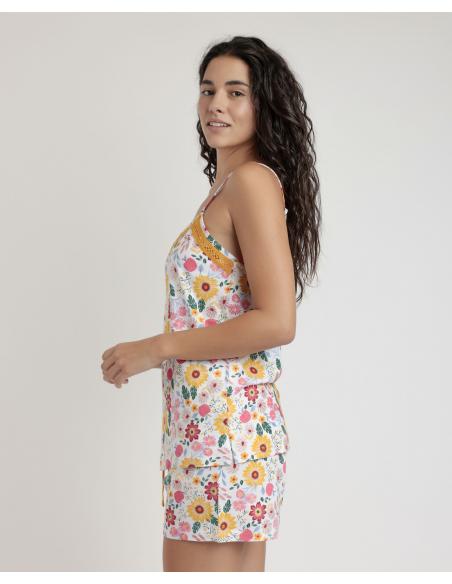 ADMAS Pijama Tirantes Gold Flowers para Mujer