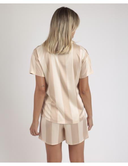 ADMAS CLASSIC Pijama Abierto Manga Corta Luxe Stripes para Mujer