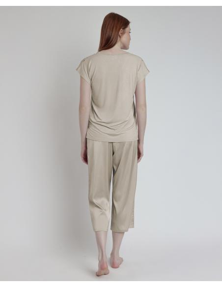 ADMAS CLASSIC Pijama Manga Caída Satin And Guipur para Mujer