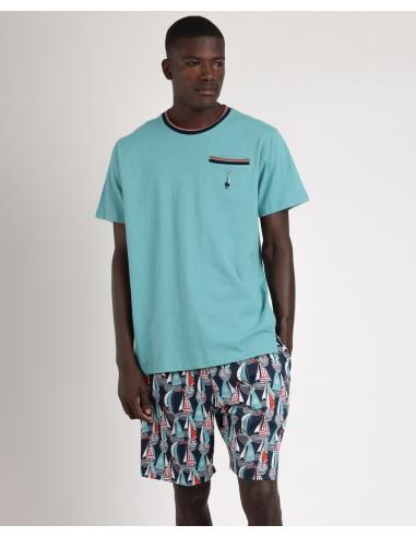 ADMAS Pijama Manga Corta Boat Race para Hombre