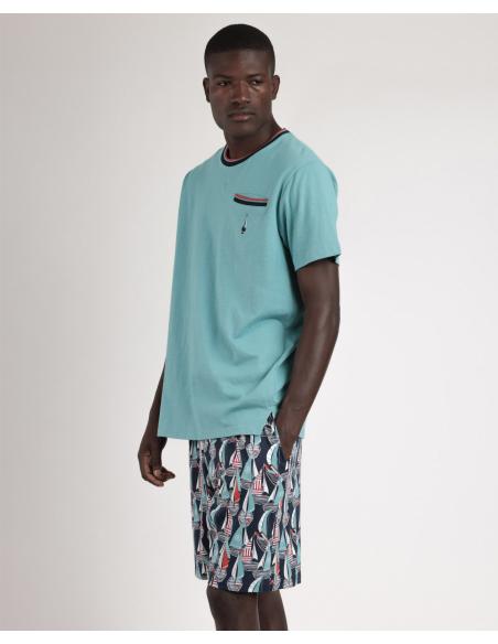 ADMAS Pijama Manga Corta Boat Race para Hombre