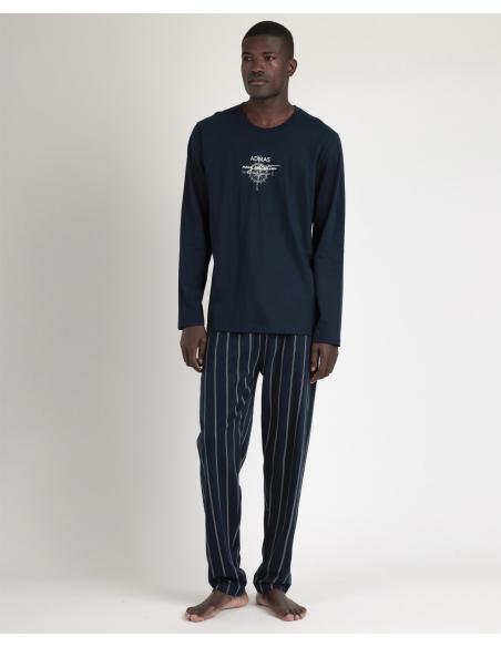 ADMAS Pijama Manga Larga Navy Collection para Hombre