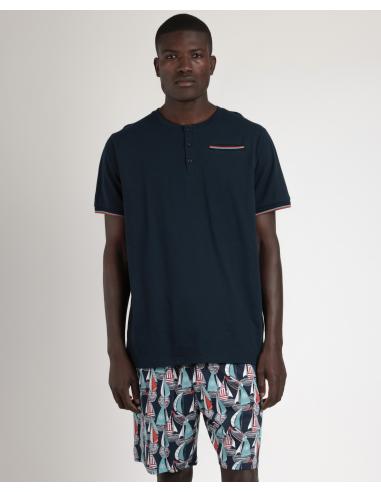 ADMAS Pijama Manga Corta Boat Race para Hombre