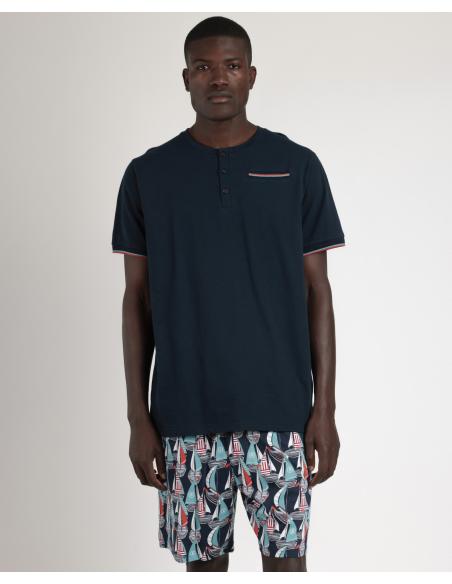 ADMAS Pijama Manga Corta Boat Race para Hombre