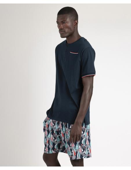 ADMAS Pijama Manga Corta Boat Race para Hombre