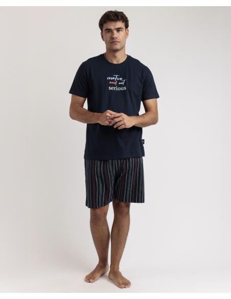 STAY AT HOME Pijama Manga Corta Creative And Not Serious para Hombre